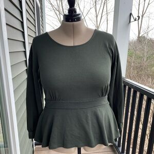 Eloquii Forest Green Peplum Top